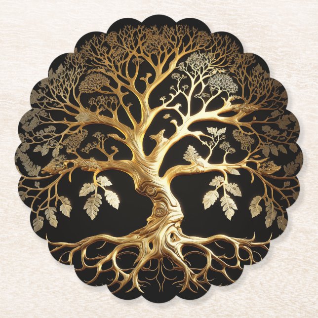 Golden Tree of Life Yggdrasil Untersetzer (Vorderseite)