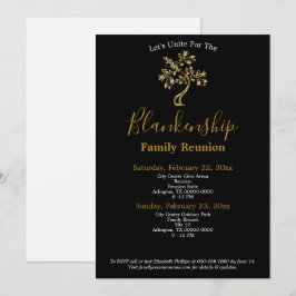 Golden Tree Schwarz-weiß 2-tägige Wiedersehen Einladung