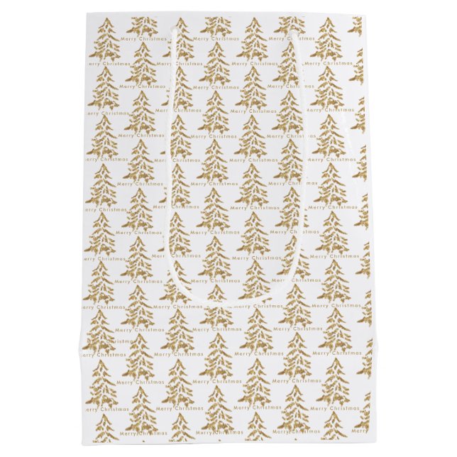 Golden Trees Frohe Weihnachten Mittlere Geschenktüte (Rückseite)