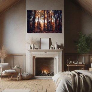 Golden Trees Hazy Herbstnachmittag Poster