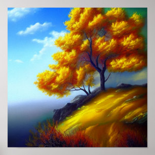 Golden Trees Oceanscape Poster