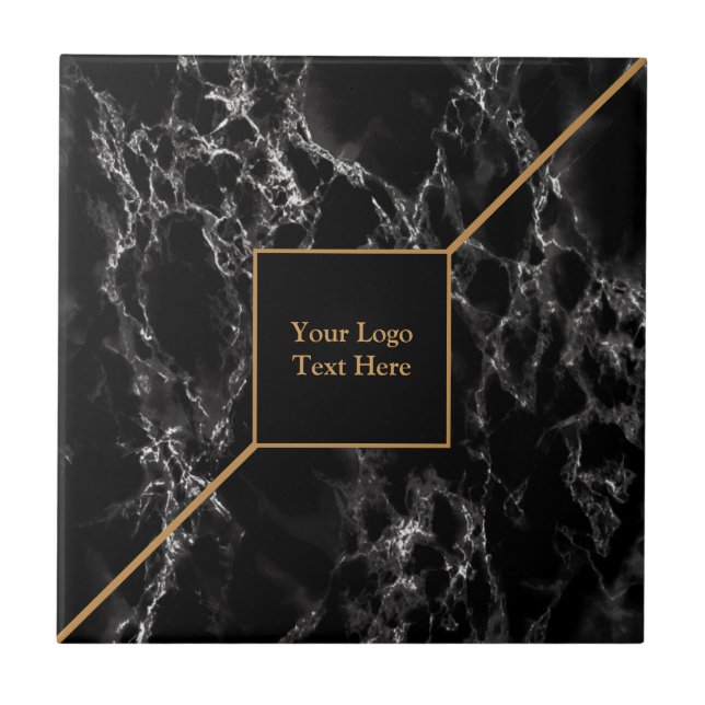 Golden Trendy Black Marble Stone - Anpassbar - Fliese (Vorderseite)