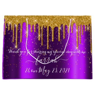 Golden Tropfen Sweet16th Violet Bridal Dark Lila Große Geschenktüte