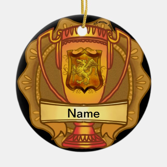 Golden Trophy individuelle Name Keramik Ornament (Vorne)