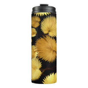 Golden Tropical Blätter: Licuala Elegance Thermosbecher