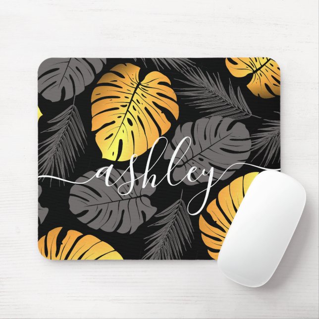 Golden Tropical Blätter Mousepad (Mit Mouse)