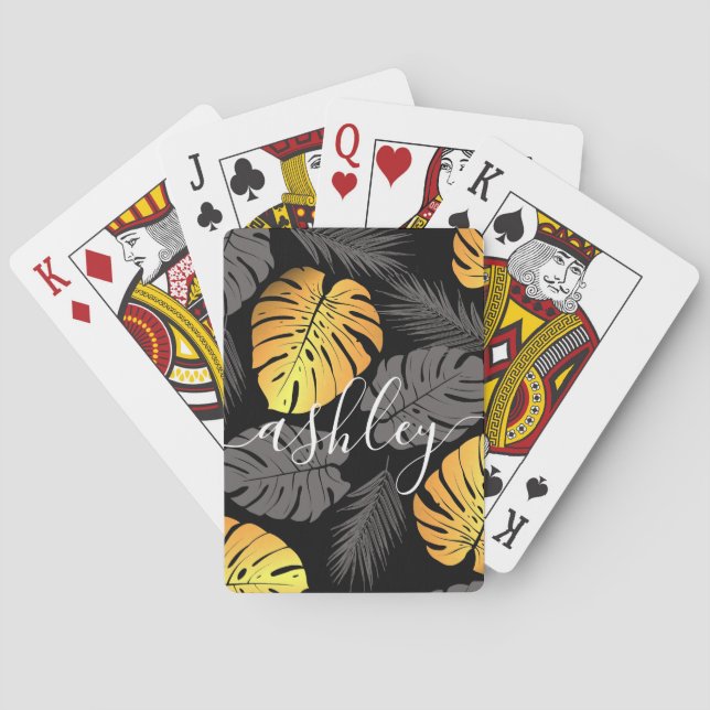 Golden Tropical Blätter Spielkarten (Rückseite)
