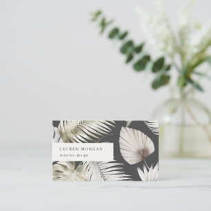 Golden Tropical Floral Watercolor Business Card Visitenkarte