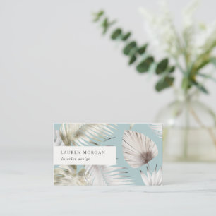 Golden Tropical Floral Watercolor Business Card Visitenkarte