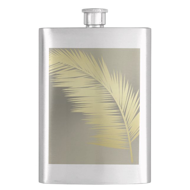 Golden Tropical Palm Blätter Flachmann (Vorderseite)