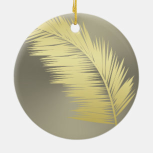 Golden Tropical Palm Blätter Keramik Ornament