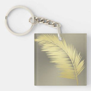 Golden Tropical Palm Blätter Schlüsselanhänger