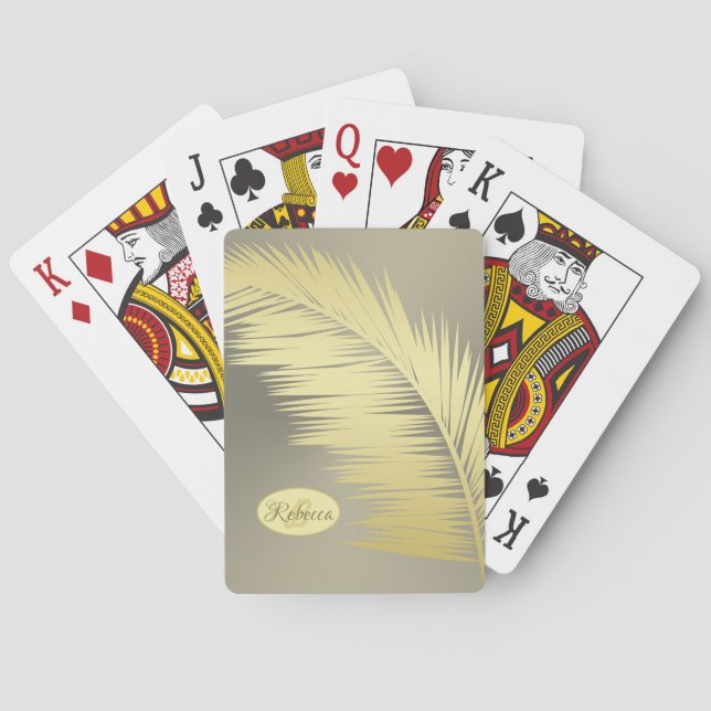 Golden Tropical Palm Blätter Spielkarten (Rückseite)