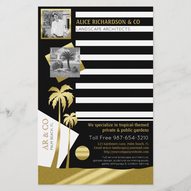 Golden Tropical Palm Trees Beach Instagram Fotos Briefpapier (Vorderseite)