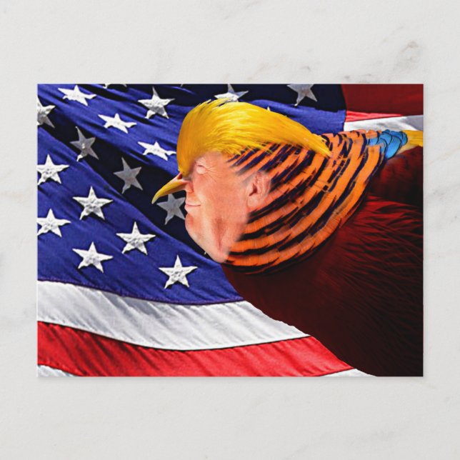 Golden Trump Bird USA Flag Postcard Postkarte (Vorderseite)