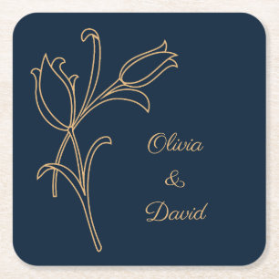 Golden Tulip Art Deco Rechteckiger Pappuntersetzer