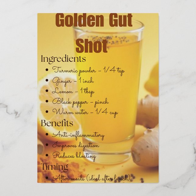 Golden Turmeric Detox Rezept Card Folieneinladung (Vorderseite)