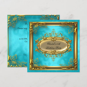 Golden Turquoise Elite Elegante Geburtstagsparty Einladung