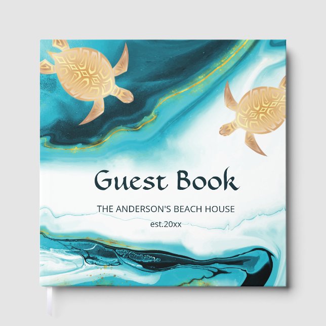 Golden Turtles Turquoise Coastal Beach House Gästebuch (Vorderseite)