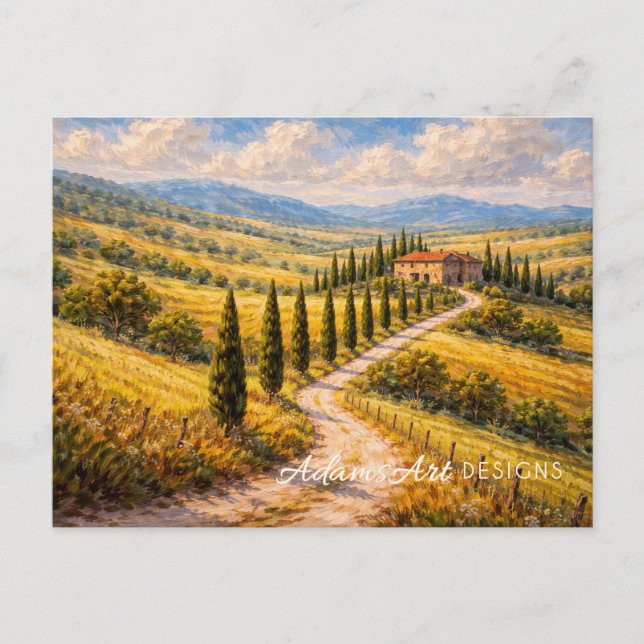 Golden Tuscan Countryside Villa Landscape Postkarte (Vorderseite)