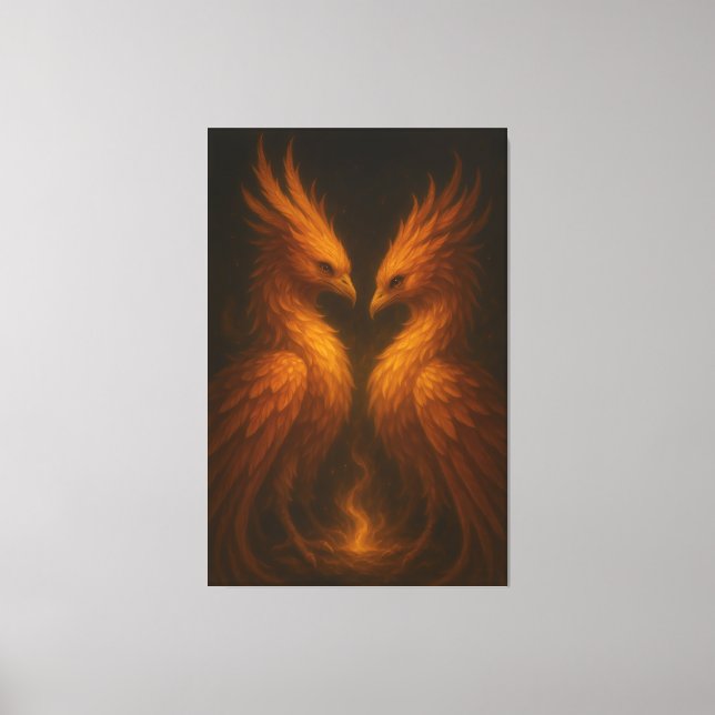 Golden Twin Phoenix • Luxury Fine Art Canvas Leinwanddruck (Vorderseite)