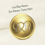 Golden Two Hearts Intertwined Wedding Runder Aufkleber<br><div class="desc">Golden Two Hearts Intertwined  Silver Wedding Designed by Carrie Fink.  Printed and shipped by Zazzle or their partners.</div>