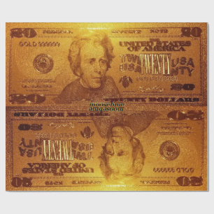 Golden U.S. 20 Dollar Bill Reflection Geschenkpapier