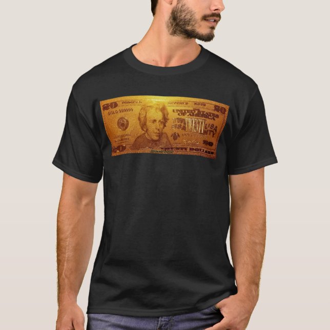Golden U.S. 20 Dollar Bill T-Shirt (Vorderseite)