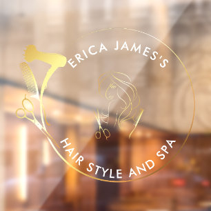 Golden und Black Beauty Salon Fensteraufkleber