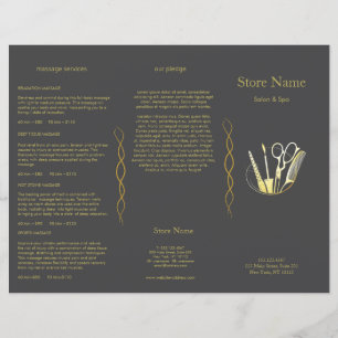 Golden und Black Beauty Salon Trifold Bruchure