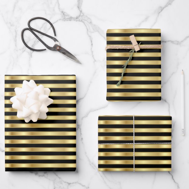 Golden und Black Elegante Geschenkpapier Set (Vorderseite)