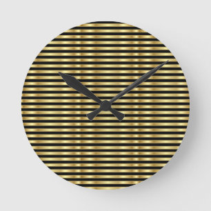 Golden und Black Elegante Streifen Große Uhr