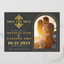 Golden und Black Foto Arch | Elegant Save the Date