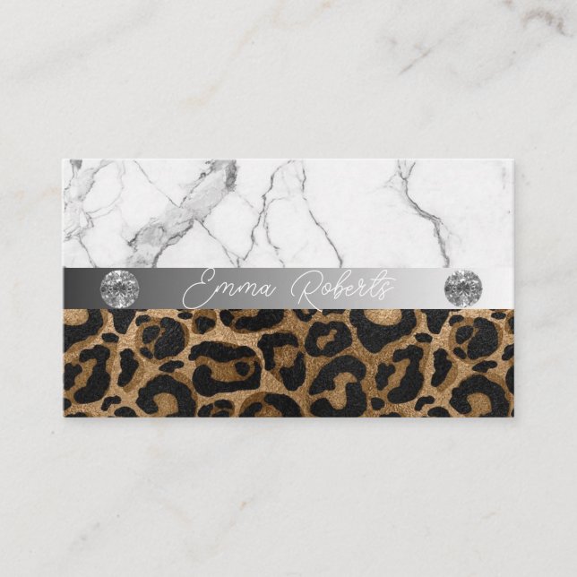 Golden und Black Glitzer Leopard Visitenkarte (Vorderseite)