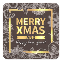 Golden und Chalk Frohe Weihnachten Glück Neues Jah