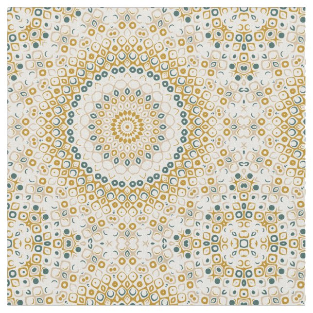 Golden und Green Geometric Mandala Pattern Stoff (Nahaufnahme)