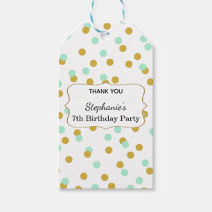 Golden und Minze Green Confetti Geburtstagsparty Geschenkanhänger