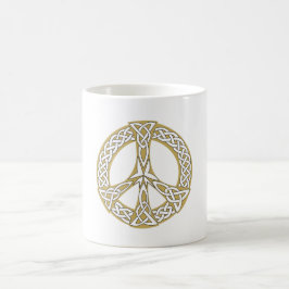 Golden und White Celtic Peace Sign Kaffeetasse