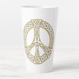 Golden und White Celtic Peace Sign Milchtasse