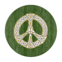 Golden und White Celtic Peace Sign Schneidebrett