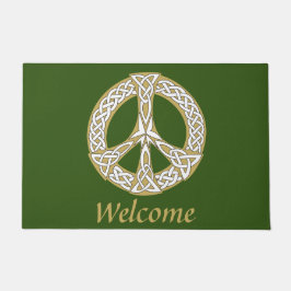 Golden und White Celtic Peace Sign Willkommen Fußmatte