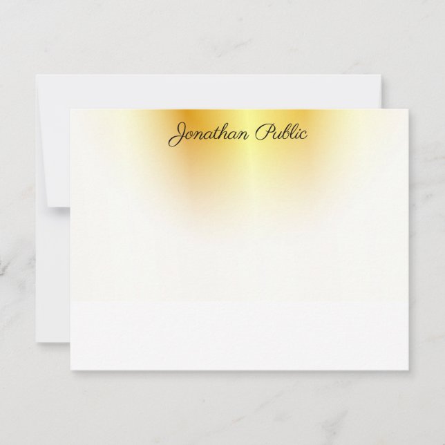 Golden und White Elegant Calligraphierter Skriptte Mitteilungskarte (Vorderseite)