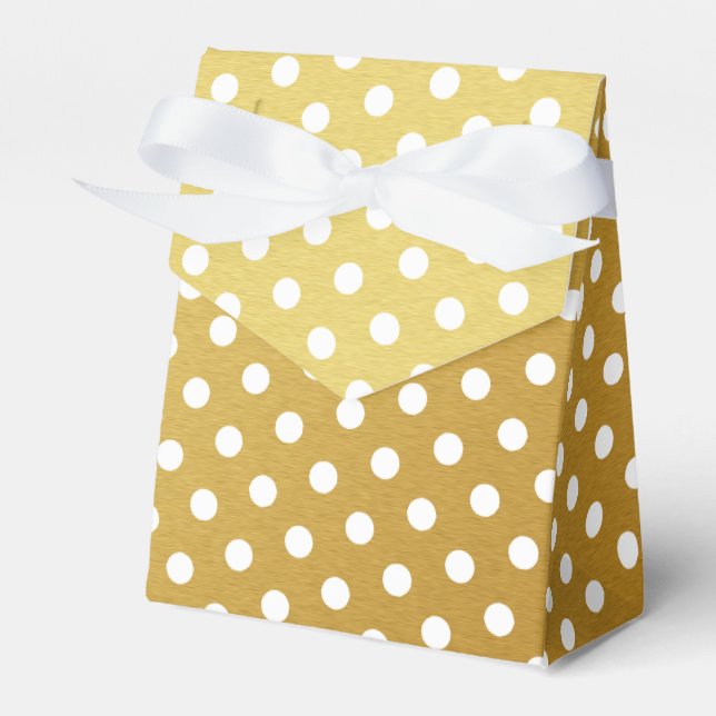 Golden und White Polka Dot Pattern Fevor Box Geschenkschachtel (Vorderseite)