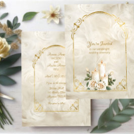 Golden und White Roses Arch Rahmen Candlelight Einladung
