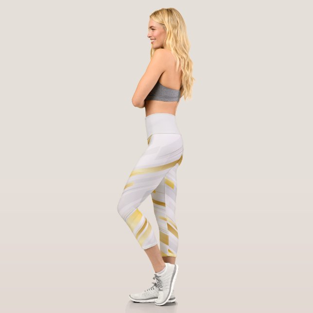 Golden und White Stripes Capri Leggings (Links)