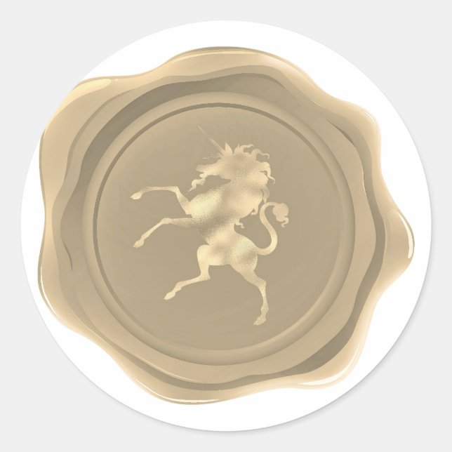 Golden Unicorn Imitate Wax Siegel Runder Aufkleber (Vorderseite)
