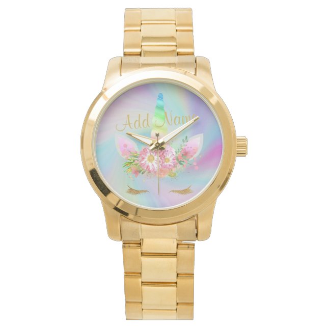 Golden Unicorn Rainbow Gold Watch Armbanduhr (Vorderseite)