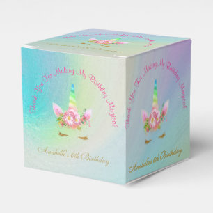 Golden Unicorn Regenbogen Danke Cupcake Box Geschenkschachtel