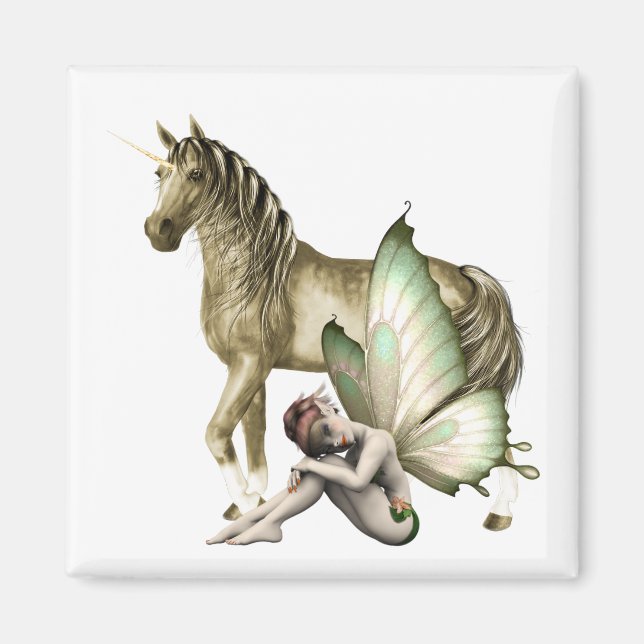 Golden Unicorn & Shy Fairy Magnet (Vorne)