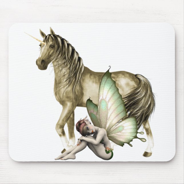 Golden Unicorn & Shy Fairy Mousepad (Vorne)